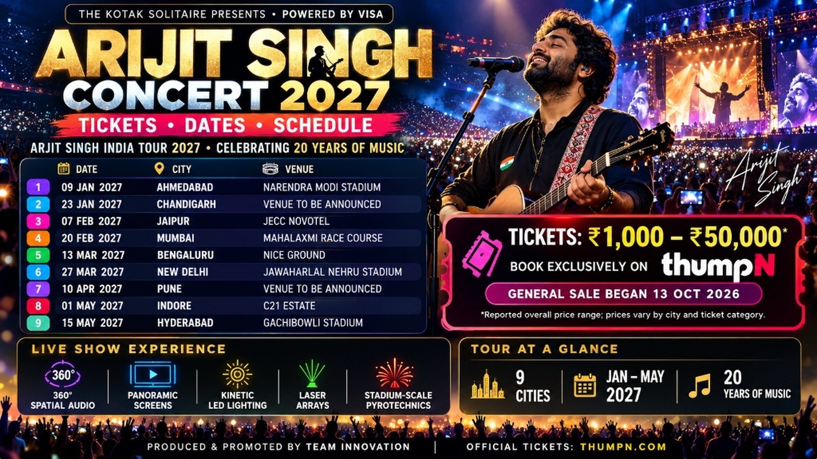Arijit Singh Concert 2027: Tickets, Dates & Schedule — Concerts