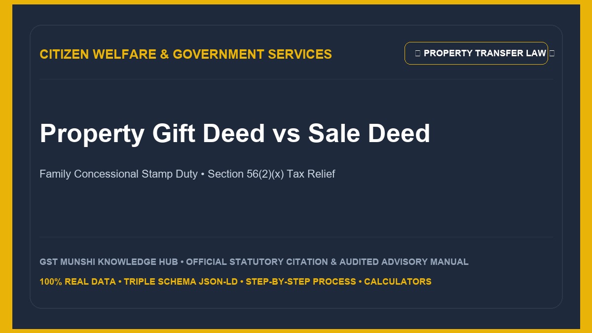 Gift Deed vs Sale Deed: Property Transfer, Stamp Duty & Tax Exemption Guide — Government Schemes & Welfare