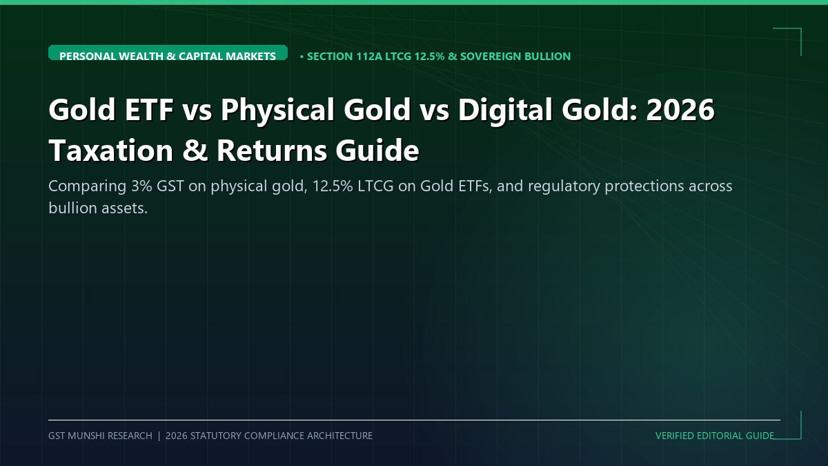 Gold ETF vs Physical Gold vs Digital Gold: Taxation & Return Comparison Guide — Income Tax & Deductions