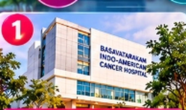 Basavatarakam Indo-American Cancer Hospital & Research Institute building facade in Banjara Hills Hyderabad