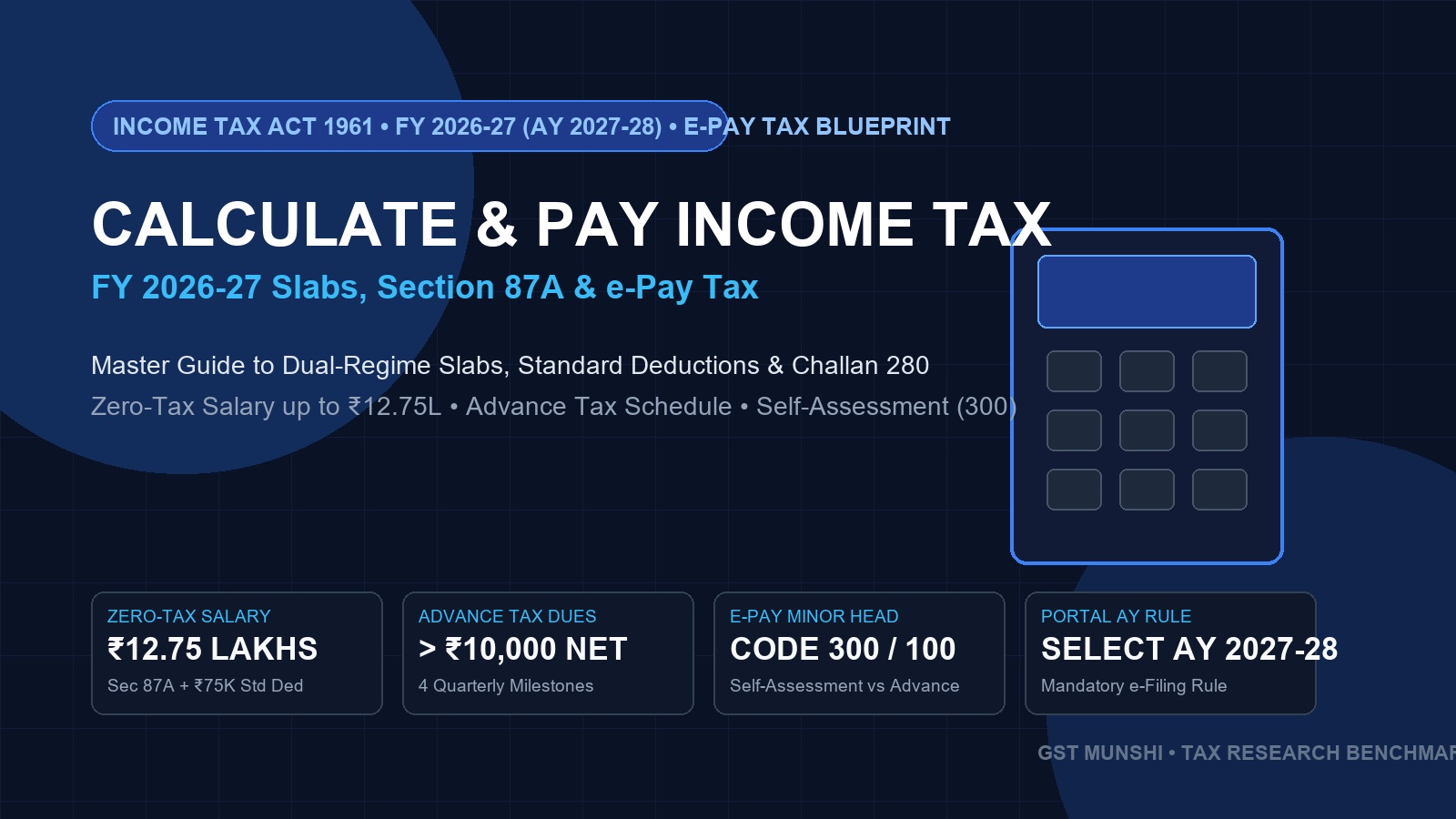 Calculate & Pay Income Tax FY 2026-27: Rules & e-Pay Guide — Salaried Employees & Income Tax