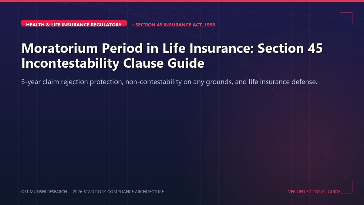 Section 45 Moratorium in Life Insurance: Non-Contestability Claim Guide — Insurance & Risk Protection