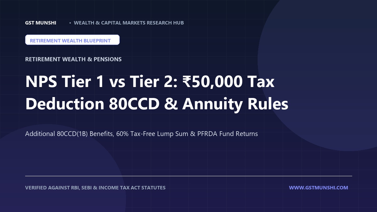 NPS Tier 1 and Tier 2 comparison showing tax deductions, maturity rules, and asset allocation