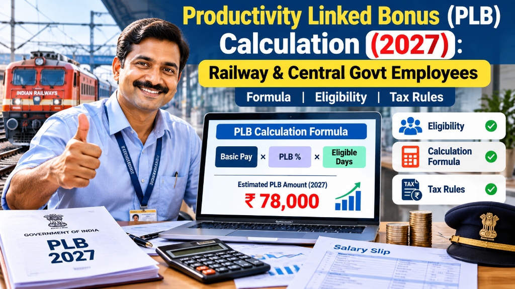 Railway PLB Bonus 2026-27: 78-Day Formula & Calculator — Government Schemes & Portals