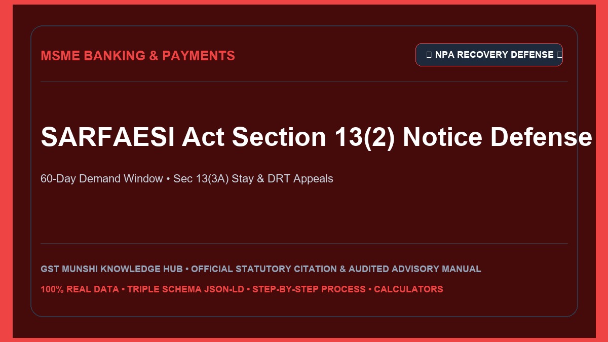SARFAESI Act Section 13(2) Demand Notice: Complete MSME Defense Guide — Banking & MSME Finance
