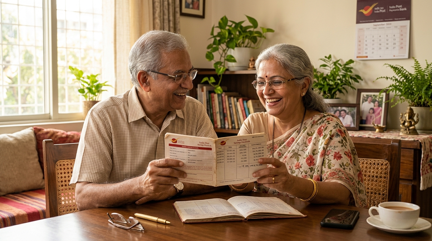 Senior Citizen Savings Scheme passbook and quarterly pension interest calculations