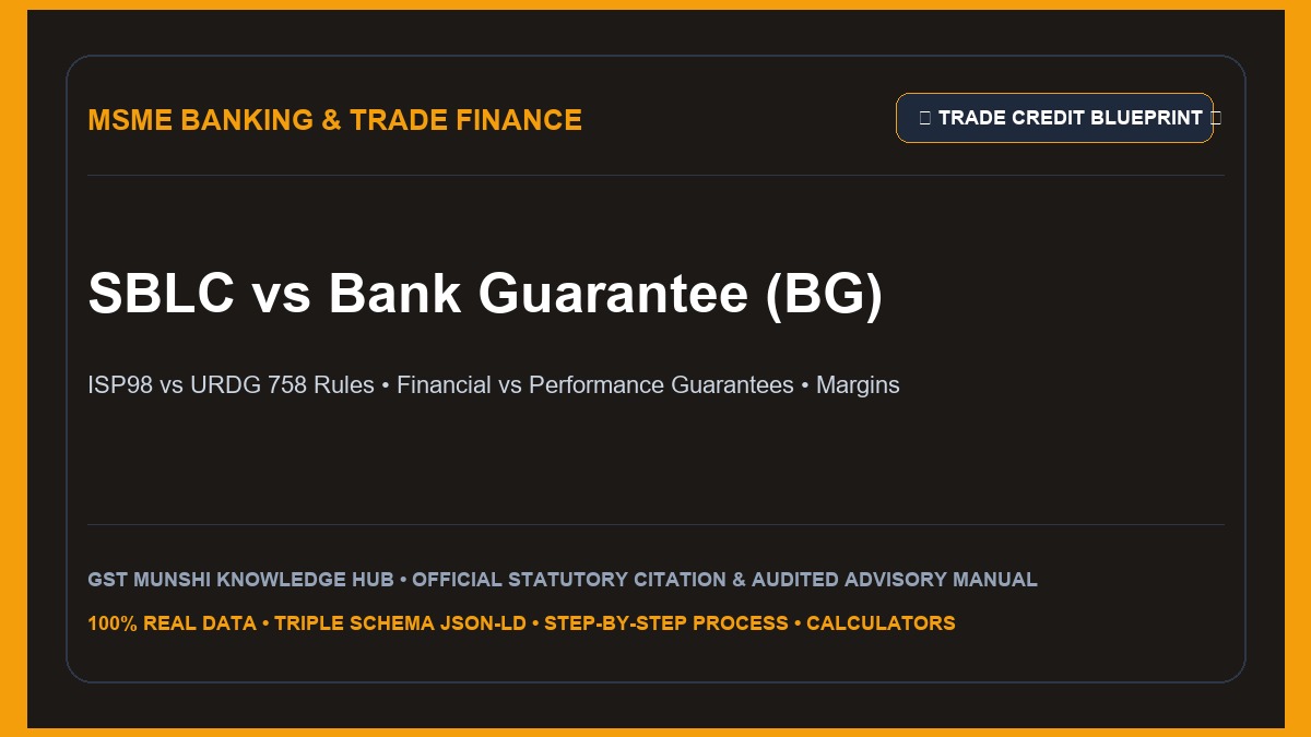 Standby Letter of Credit (SBLC) vs Bank Guarantee: ISP98 & International Trade Guide — Banking, Credit & MSME Finance