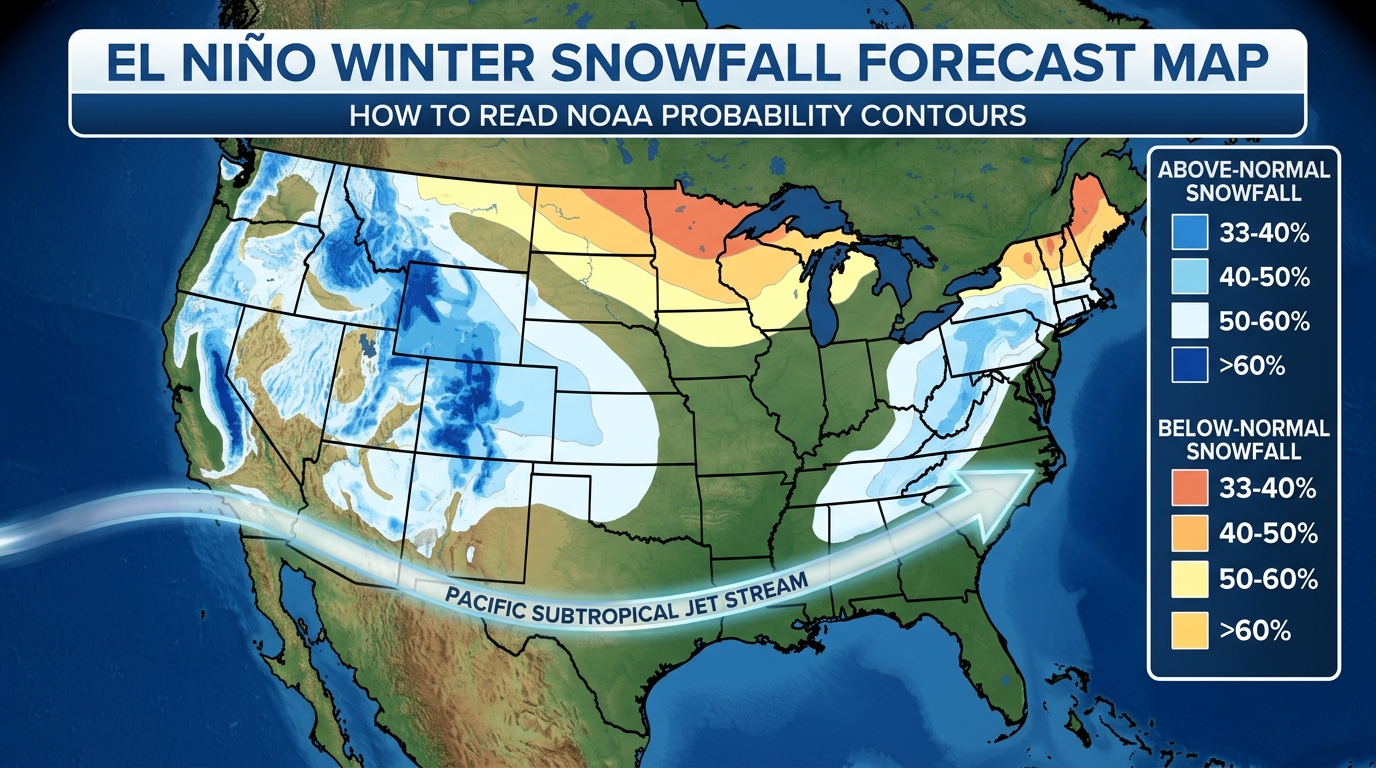 El Niño Winter Snowfall Forecast Map: NOAA Outlook