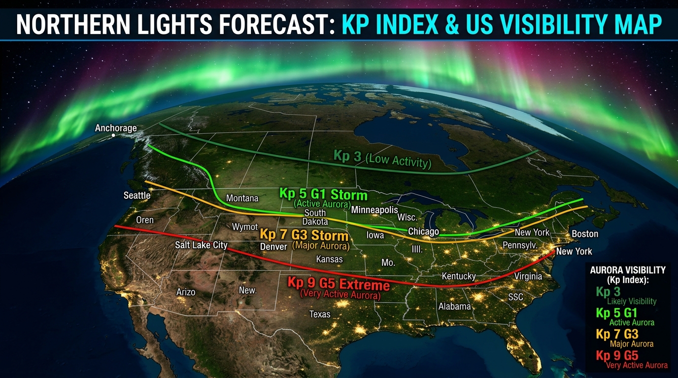 Northern Lights Forecast: Kp Index & Visibility Map